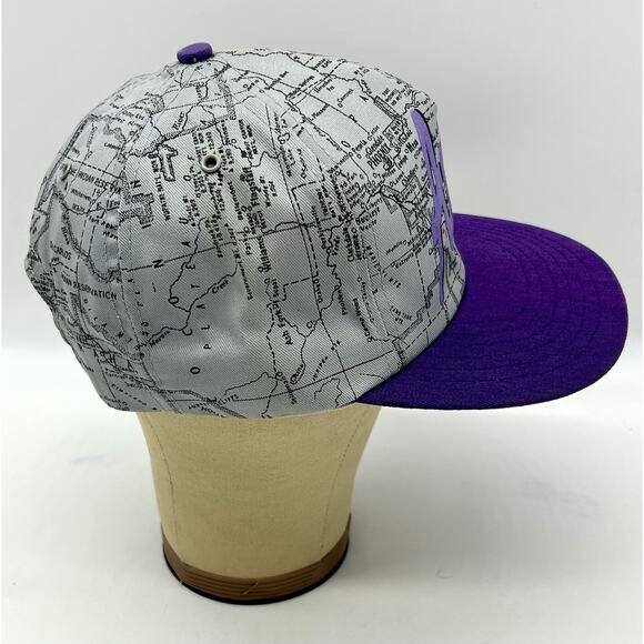Vintage 90s Arizona All Over Print Hat Snapback Cap Grey Purple Hip Hop P Cap - Picture 6 of 10